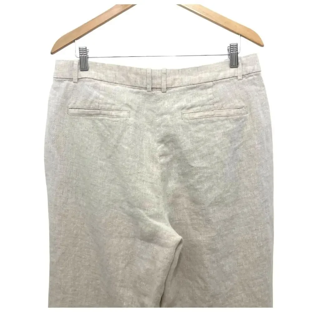 Banana Republic Lina Straight-Leg Linen Pants Sz 12 Tall Long Capsule Wardrobe
